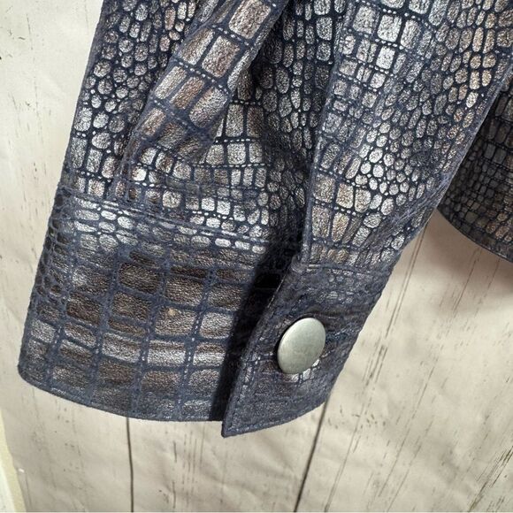 Birch Hill Croc Embossed Faux Leather Jacket Y2K Edgy Retro Glam Size M - Picture 10 of 16